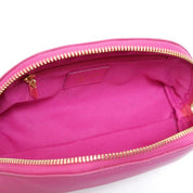 Deluxe Pink Saffiano Leather Cosmetic Make-up Bag
