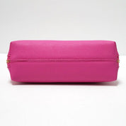 Deluxe Pink Saffiano Leather Cosmetic Make-up Bag