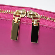 Deluxe Pink Saffiano Leather Cosmetic Make-up Bag